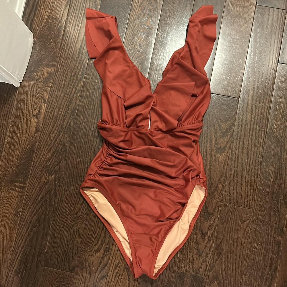 NWT - J. CREW RUCHED RUFFLE ONE - PIECE SWIMSUIT